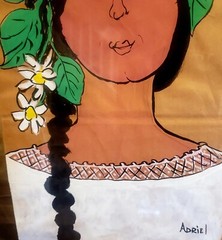 SAN ANTONIO TEXAS ARTIST ADRIEL SQUEAKY MCGILL 11″ X 18″ FIESTA LADY DAISIES