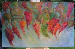 Vineyard Canopy 48×30 Original Grapes Painting Textured Wall Art