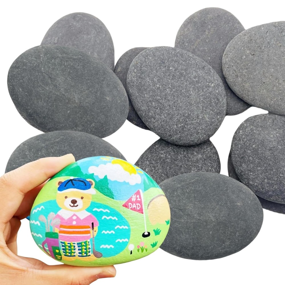 12PCS Large Painting Rocks, 3“-4” River Rocks for Painting ， DIY Rocks Flat & Sm