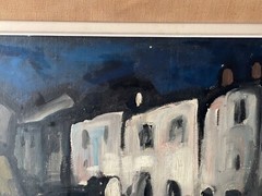 Mystery Expressionist Modernist Oil Painting 1950’s Signed – Night on the City