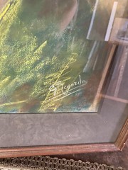 ::PASTEL WOMAN LADY WITH HEADBAND IN GREEN DRESS °ILLEGIBLE SIGNED FRAME