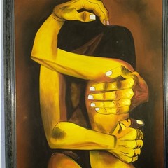 After Eduardo Kingman “Lovers / El Abrazo” Oil Painting Signed Framed