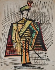 Bernard Buffet Signed Expressionist Oil Painting on Canvas – French Modern Art