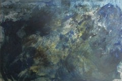 xxl oil painting blue spatulated orig sign ZM abstract blue 155×95 stretched canvas