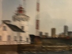 Rare OOAK Original Art Watercolor „CLEVELAND WEST PIER HARBOR LIGHTHOUSE“ Framed