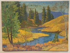 Paul Kauvar Smith Signed Painting Fawn Creek Oil On Board Colorado Artist