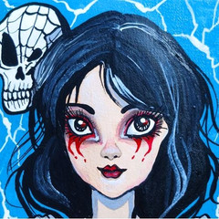 3 Pcs ACEO Original Cards Gothic Dolls Music Band Rock ART Set Hand Painting NEW