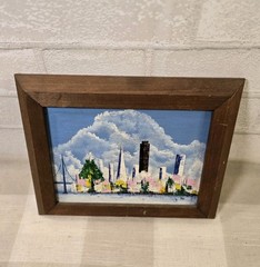 Contemporary Acrylic on Masonite Farmed Small San Francisco Painting Signed