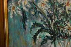 FRAMED SIGNED ORIGINAL OIL DAISIES DAISY FLOWERS A STILL LIFE ARTIST HECTO VIDAL