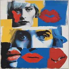 Collage Woman Red Lips 80s Pop Art Print Gallery Print / Acrylic Glass 95x95cm