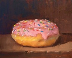 Pink Donut (Hand Embellished) NOAH VERRIER Still life oil painting, Signed print