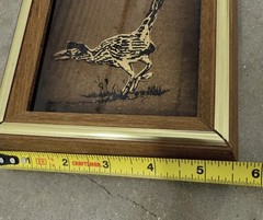 Texas Artist Jack White Signed Echruseos Gold Leaf 1970s Vintage Roadrunner Art