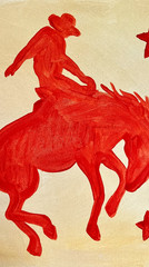 Rodeo Cowboy on Horse Painting, Western Silhouette Art 11×14