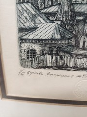 2 Original Etching Kizhi Island Church of Transfiguration Russia Signed Limited