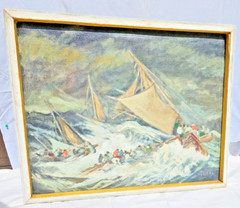 Oil painting on canvas from the 70s GDR painter Pietermann storm at sea