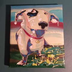 Acrylic Dog Painting On Metal Bull Terrier By Burnt Hands Metal 2011 12×14
