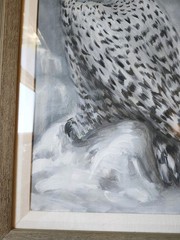 Vintage Original Acrylic Snowy Owl Hand Painting Signed Framed 23″x29″
