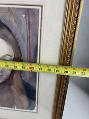 Portrait Woman 1969 Albert Ceen Italian Watercolor Signed Framed