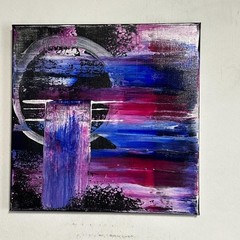 Original Abstract Painting 12 X 12 Canvas Acrylic Signed Titled Come Together