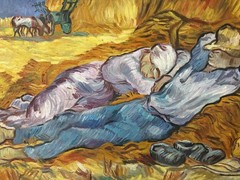 Noon Rest from Work framed VAN GOGH repro hand-painted oil on canvas BEAUTIFUL!