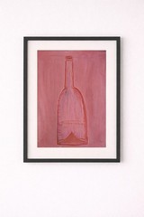 Pink Bottle Painting Funny Wine Art Original Acrylic 11×14 Girls Night Wall Deco