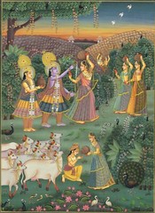 Radha Krishna Painting Of Krishna Ras Leela (Dancing) Art On Cloth 13×17.5 Inch