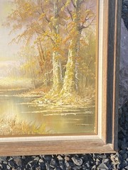 Stunning Alfred Withers C. (1856-1932) Autumn Scenic Landscape Oil Canvas 44×32