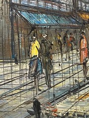 Paris Original Oil Painting Canvas, signed 24”W x 20”H, vintage wood frame 1980s