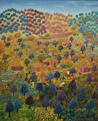 GABRIEL ALIX-Haitian Folk Artist-Original Signed Acrylic-Haitian Village Scene