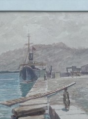 ANTIQUE PAINTING IMPRESSIONISM COASTAL NAUTICAL STACHOVSKI SIGNED PORT MARINA