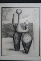 Original Abstract Biomorphic Modern Figure Figurative Art Charcoal Drawing