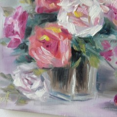 Romantic Roses Still Life Original Oil Painting Impressionist Floral Wall Decor