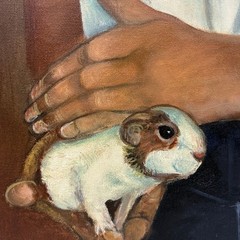 Original Oil Painting Brother Matthew OSF Portrait of Boy with Guinea Pig Signed