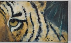 original tiger painting by Sedona artist Linda Lee 16″ x 58″ unframed