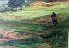 Original Oil Painting Landscape Sunlight & Shadows M. Wise Signed Gold Frame Lg
