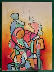 Andrei Dobos Triptych – original cubist paintings – Three for the price of one!