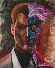 Batman 2 Face Original Oil Painting Framed