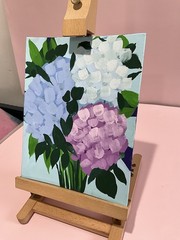 Original ACEO Acrylic Hydrangeas Abstract Flowers On Canvas Panel 8 X10”
