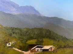 Farming on the hills in the countryside, Stretched canvas, 18″x14″