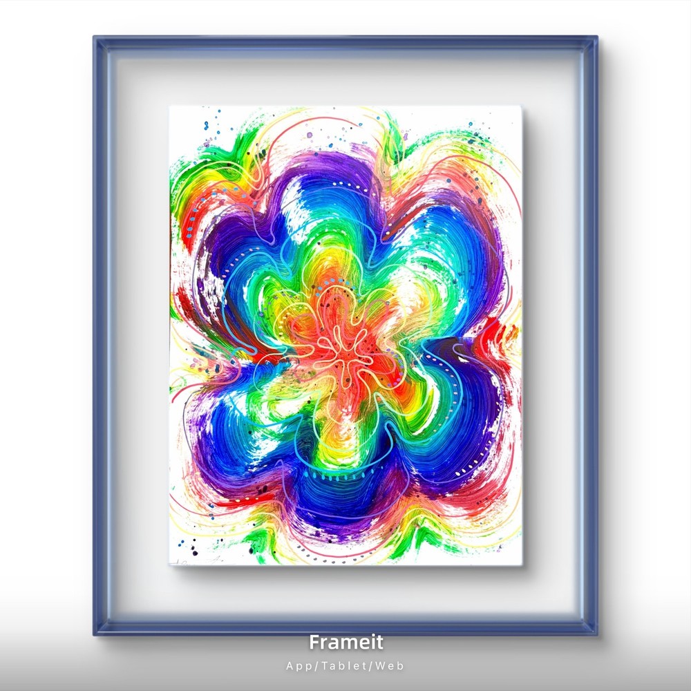 Original Rainbow Tie-Dye Painting By Alannah Dyer- Acrylic 11×14 in. Colorful