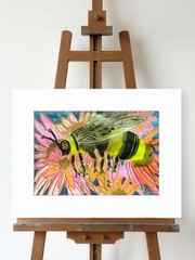 Honeybee Floral Original Abstract 9×12 Watercolor Paper Signed Contemporary