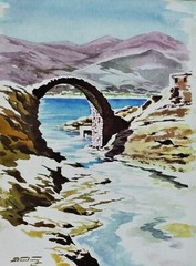1964 Watercolor „Old Bridge“, signed S Vaulary. Size: 13 ½” .(BI#MK/PRF7191108)