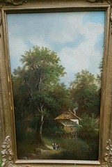 Landscape Painting with People Switzerland 1870