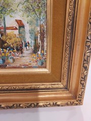 Vintage Oil Painting Signed David Gold Wooden Frame Street Scene Trees 4″ X 5″