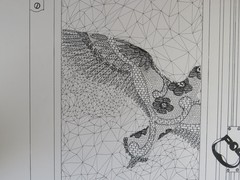 Vintage Surrealist China Drawing Signed Cristina Bullio 1980s C5