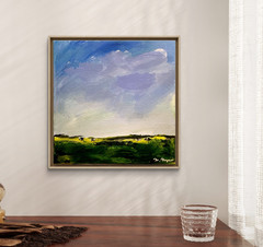 Mary Myers Original Abstract Impressionism 10×10 Cows in Pasture Signed
