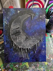 Abstract Moon, Painting, Whimsical Sparkly, And Textured