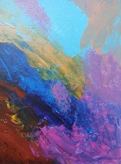 Abstract/Impressionism 9×12 Tropical Vibe Handmade Signed Colorful ART Painting