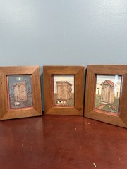 Outhouse Bathroom Lot Of 3 Dog Raccoon And Chicken 7 1/2×9 1/2”