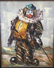 Vintage B. Bradbury Signed Circus Clown Oil Painting 23×27 Framed Artwork Art